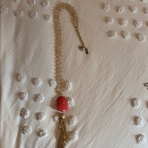 Elegant Gold and Coral Beaded Necklace